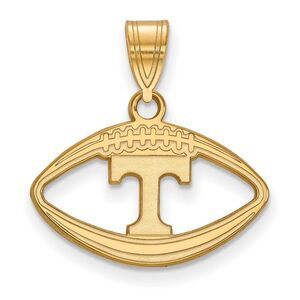 14k Gold Plated Silver U. of Tennessee 'T' Football Pendant